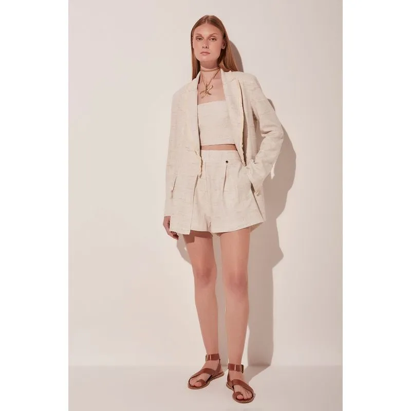 Blazer Regular Alfaiataria Franjas OFF WHITE/OFF WHITE 38