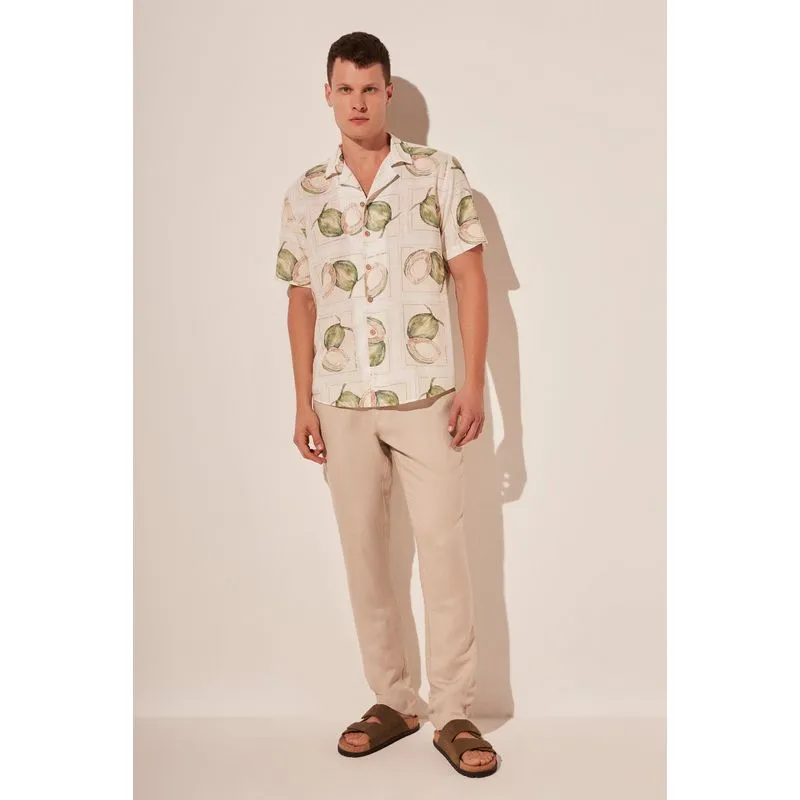 Camisa Manga Curta Cocos BEGE/BEIGE PP/XS
