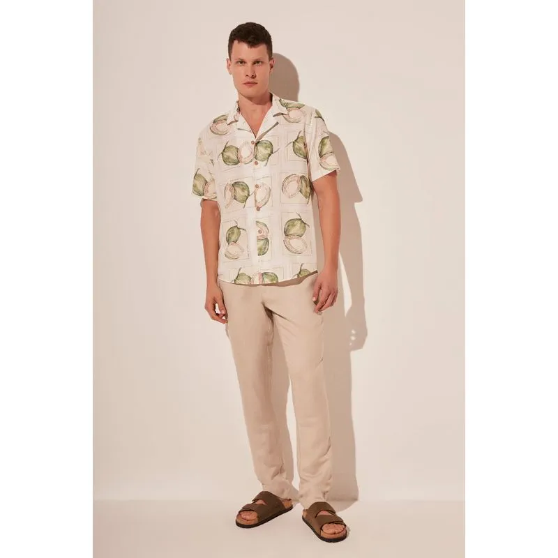 Camisa Manga Curta Cocos BEGE/BEIGE G/L