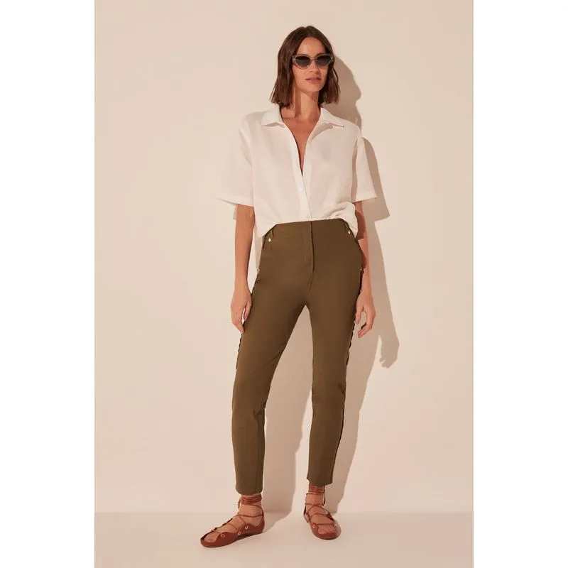 Calça Slim Fit Folhagem VERDE/GREEN PP/XS
