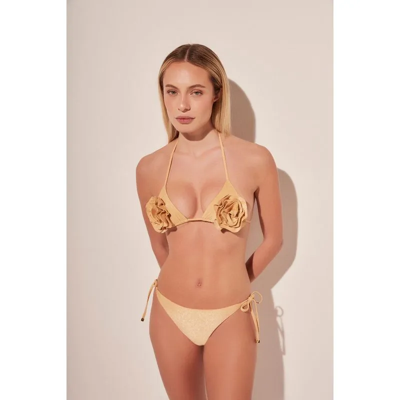 Biquíni Sutiã Cortininha Hibisco DOURADO/GOLDEN PP/XS