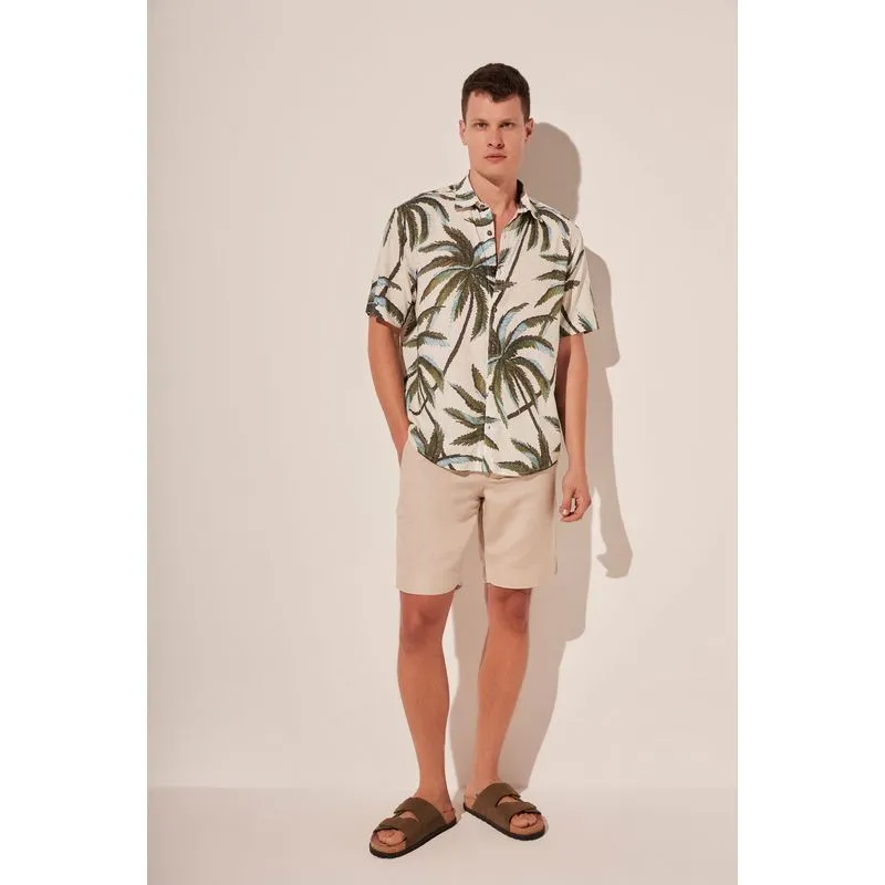 Camisa Manga Curta Coqueiro Bordado OFF WHITE/OFF WHITE P/S