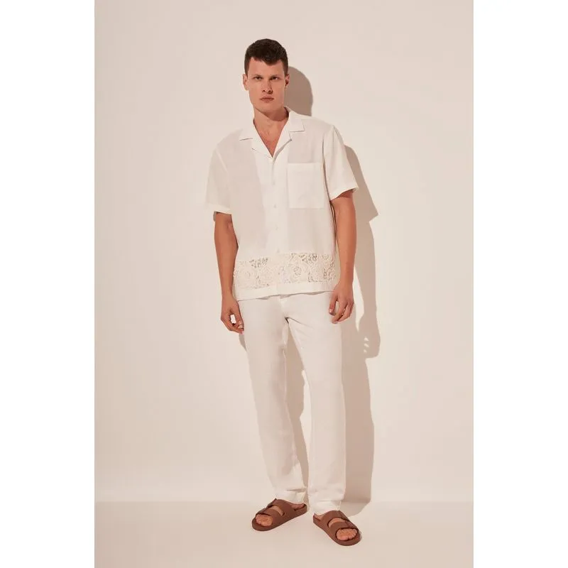 Camisa Manga Curta Flora Lisa OFF WHITE/OFF WHITE PP/XS