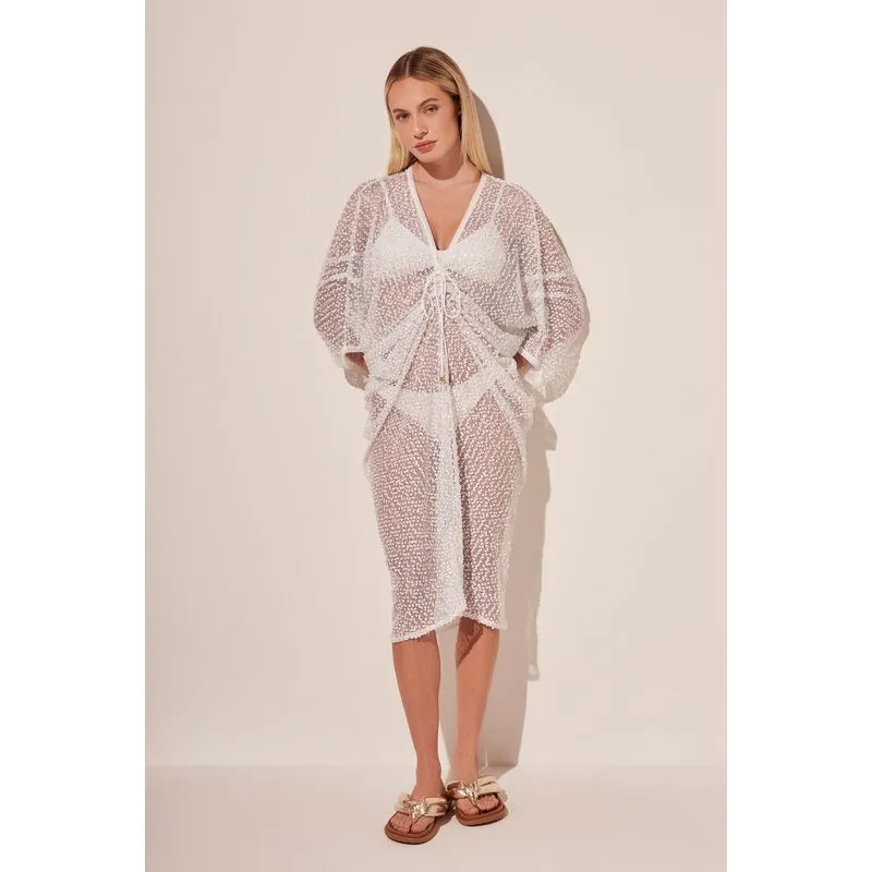 Vestido Midi Chuva De Pratas BRANCO/WHITE GG/XL