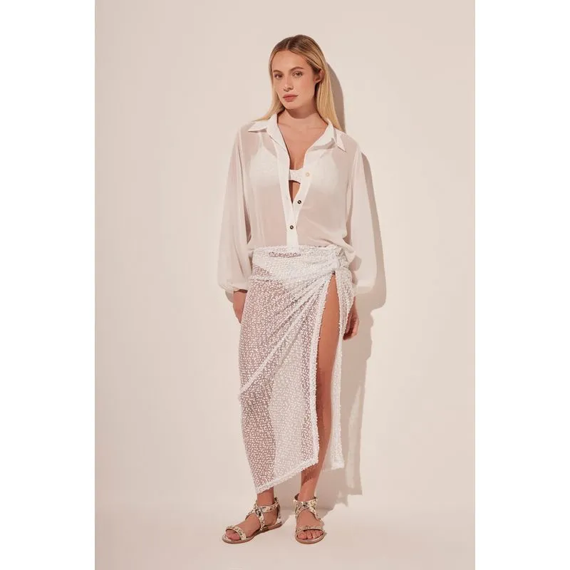 Saia Midi Chuva De Prata BRANCO/WHITE GG/XL