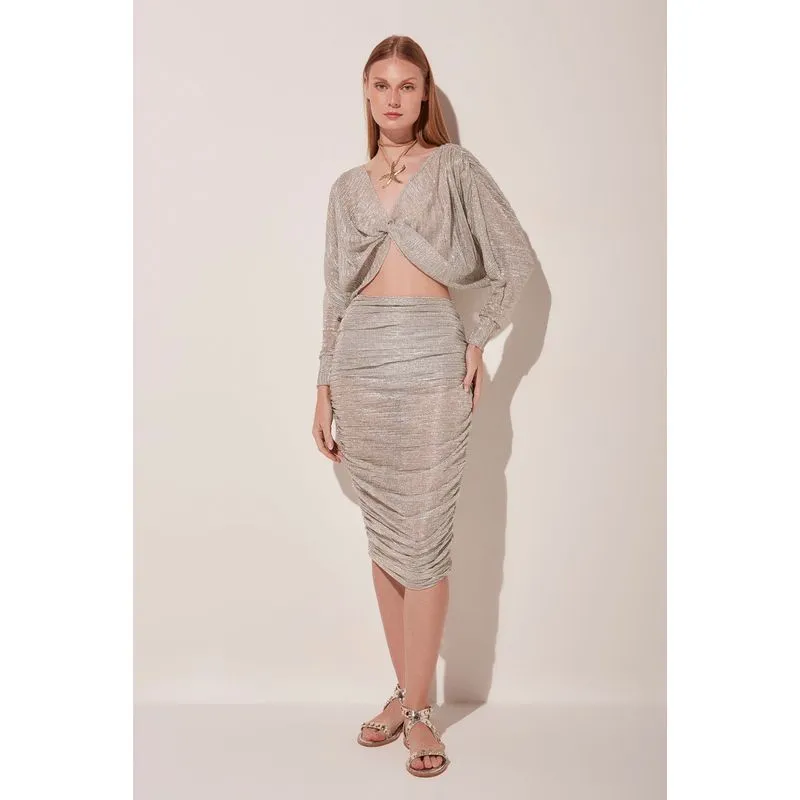 Blusa Cropped Espelho Do Mar PRATA/SILVER P/S