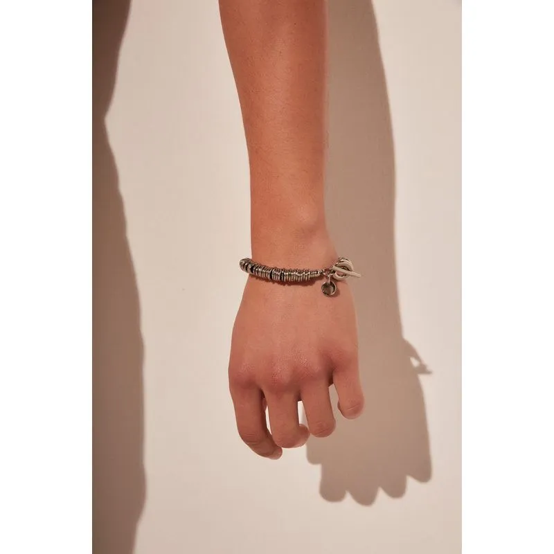 Pulseira Metal Couros E Metais PRATA/SILVER U/ONE SIZE
