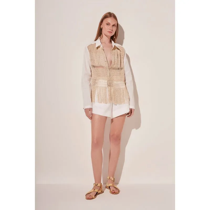Camisa Manga Longa Macramê Solar OFF WHITE/OFF WHITE PP/XS