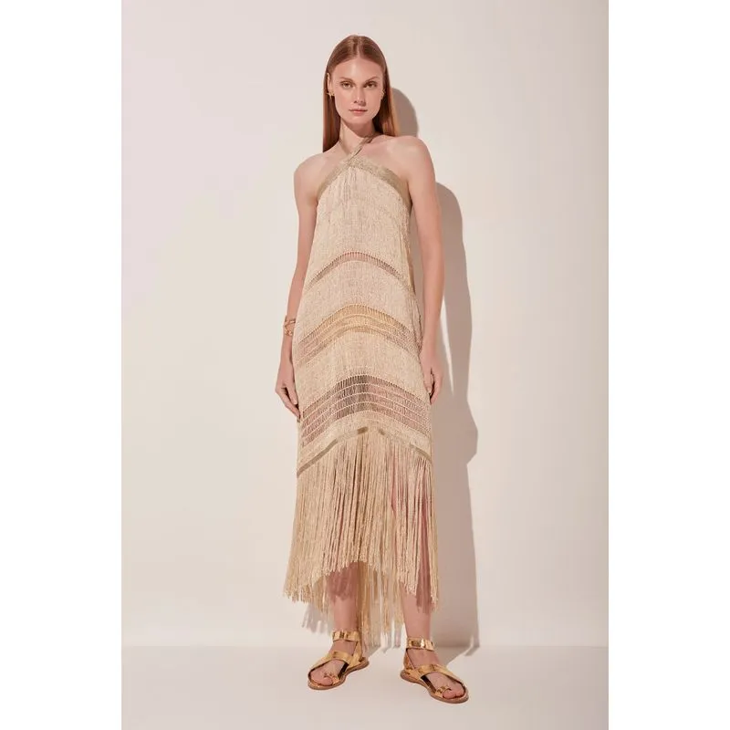 Vestido Midi Macramê Solar DOURADO/GOLDEN M/M