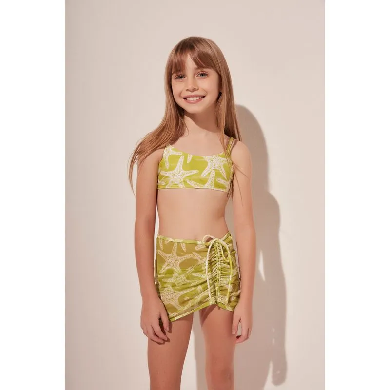 Saída De Praia Infantil Saia Estrela Do Mar VERDE/GREEN 8 A 9