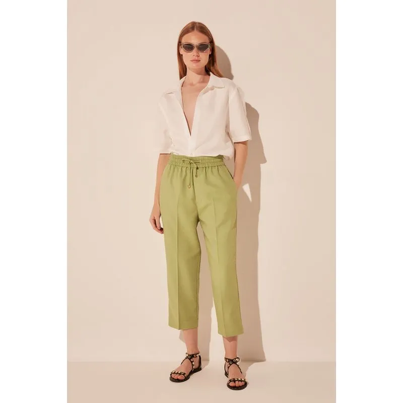 Calça Slim Fit Alfaiataria Folhas VERDE/GREEN 40