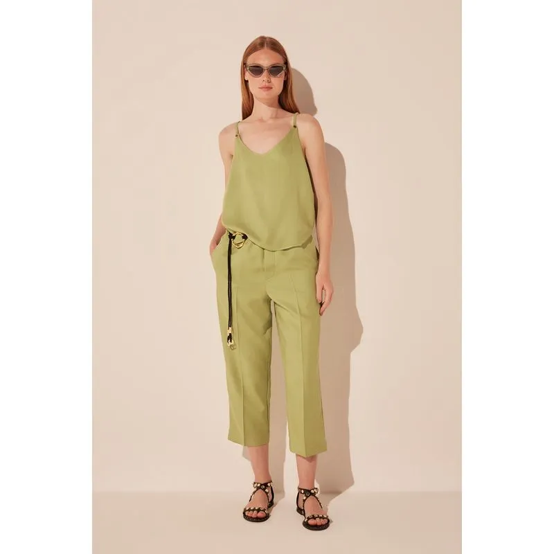 Blusa Alça Alfaiataria Folhas VERDE/GREEN P/S