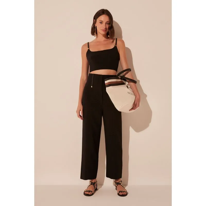 Top Cropped Alfaiataria Ebano PRETO/BLACK GG/XL
