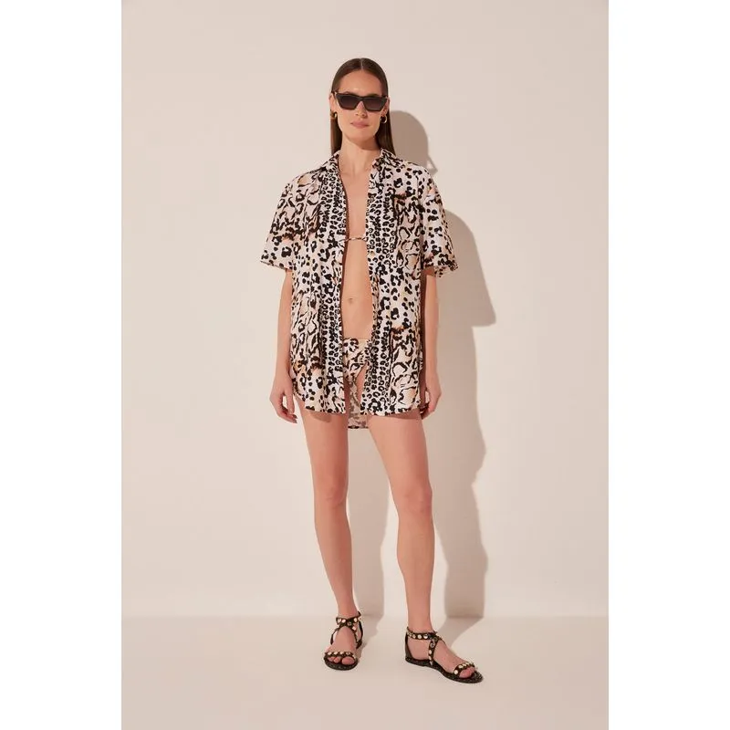 Camisa Manga Curta Onça Pathwork BEGE/BEIGE P/S