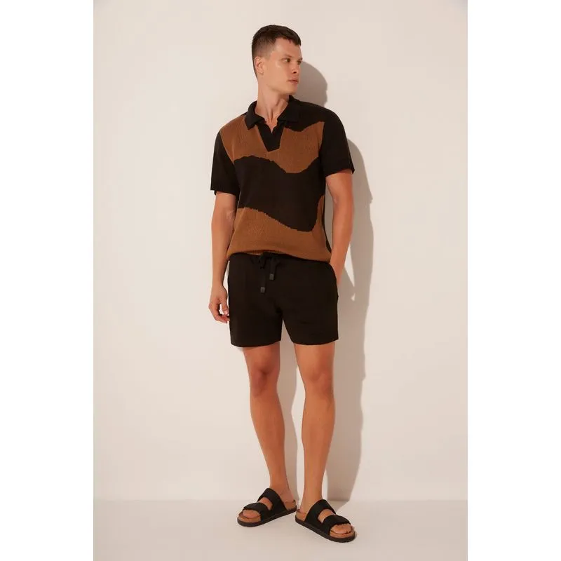 Bermuda Casual Tricô Montanhas PRETO/BLACK EGG/XXL