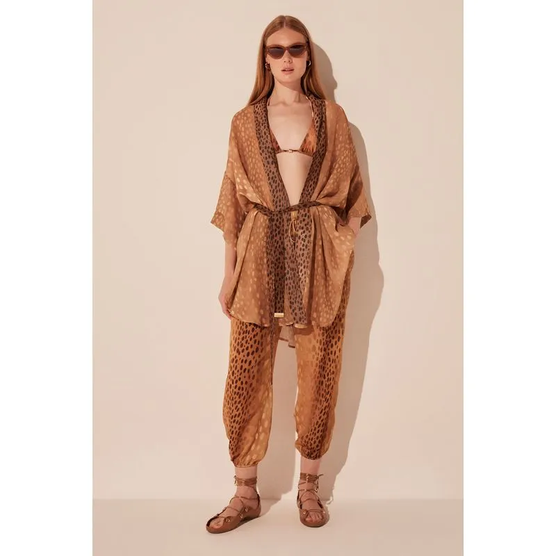 Capa Kimono Curto Bambi Localizado MARROM/BROWN P/S