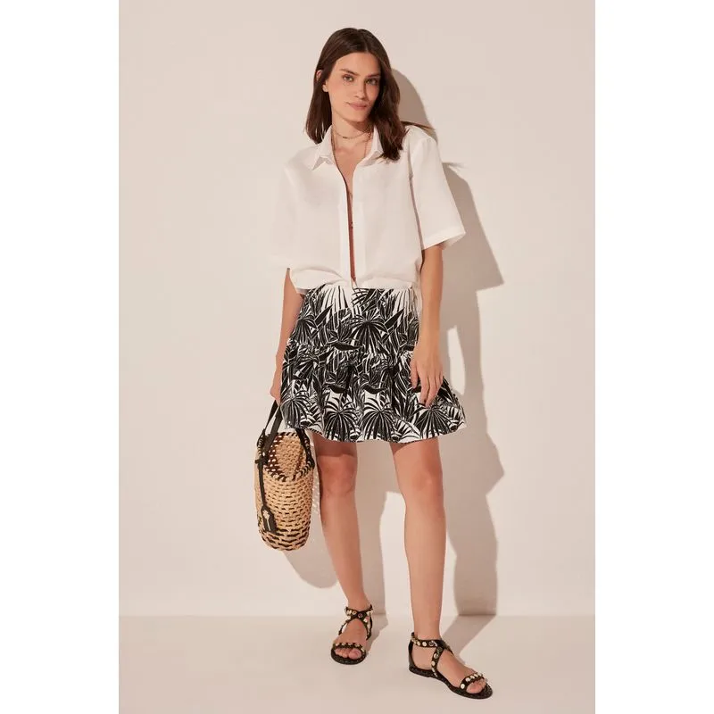 Saia Curta Folhagem Jacquard PRETO/BLACK M/M