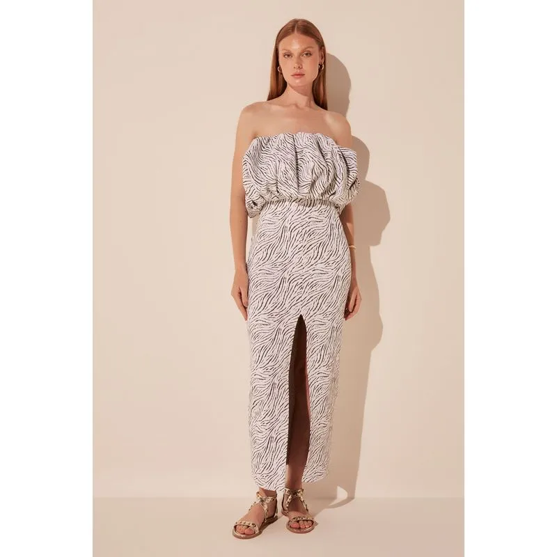 Vestido Longo Zebra P&B BRANCO/WHITE GG/XL