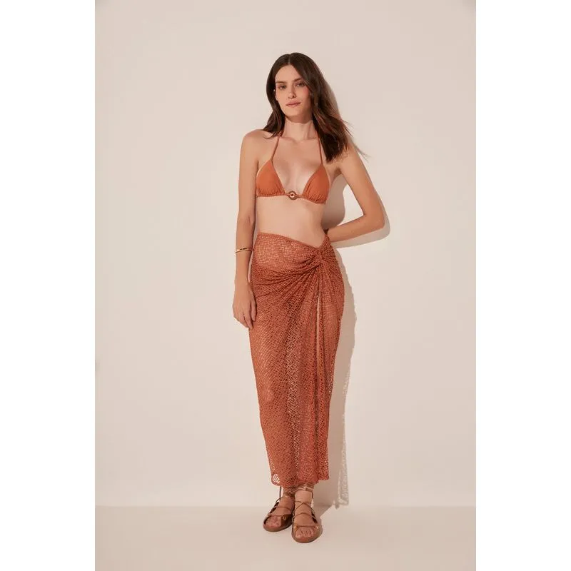 Saia Midi Cravo Crochê MARROM/BROWN GG/XL