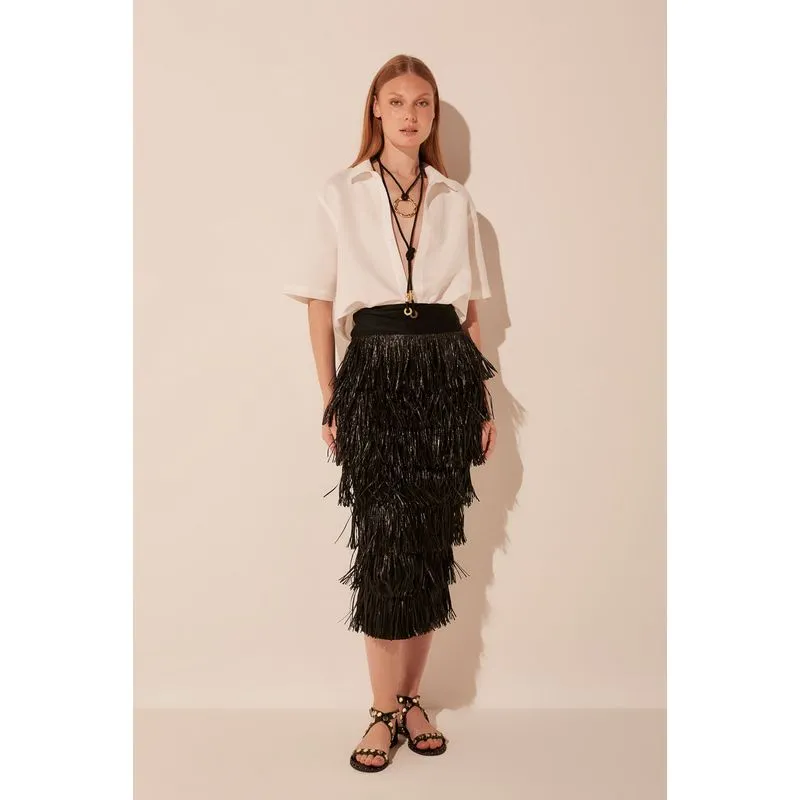 Saia Midi Magnolia PRETO/BLACK GG/XL