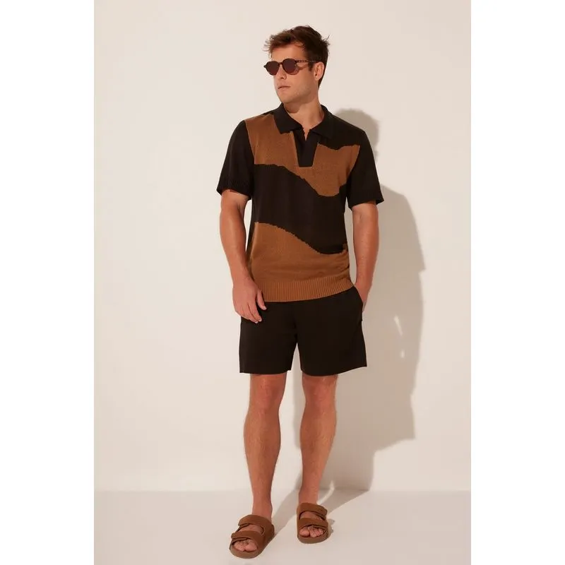 Camisa Polo Tricô Montanhas PRETO/BLACK PP/XS