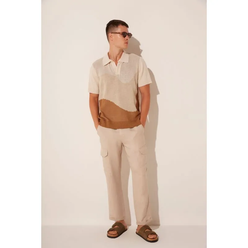 Camisa Polo Camuflado Tricô BEGE/BEIGE PP/XS
