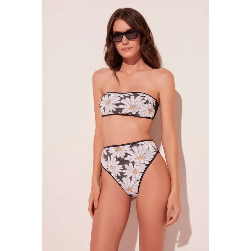 Biquíni Calcinha Hot Pants Margaridas Paetê PRETO/BLACK PP/XS