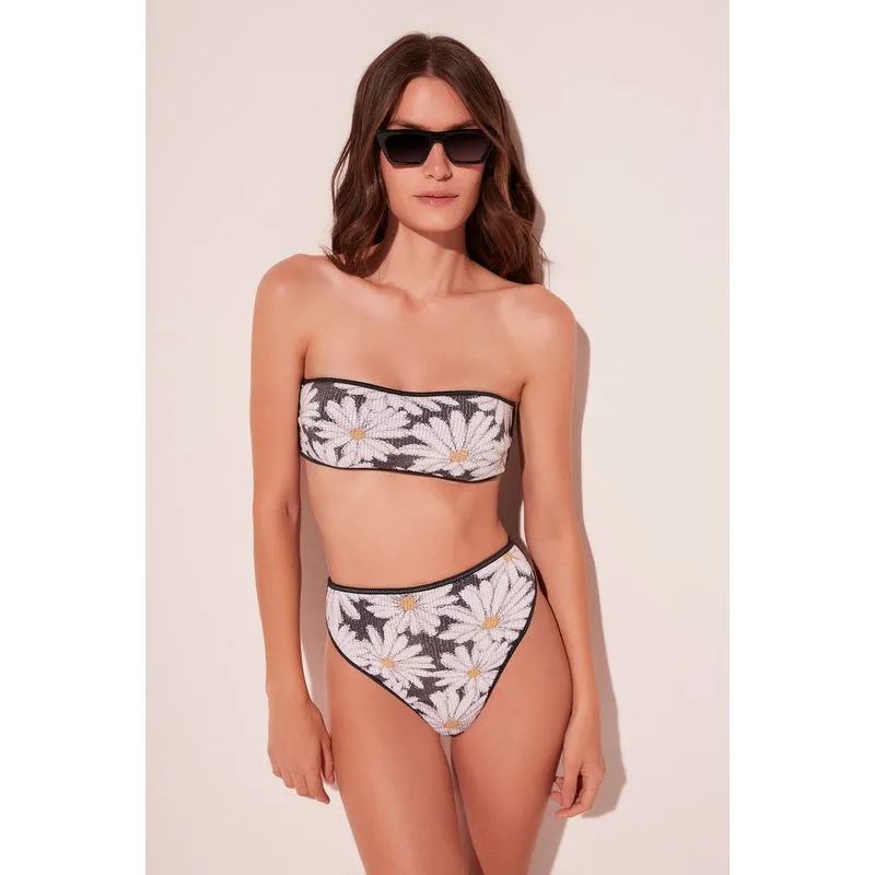 Biquíni Sutiã Faixa Margaridas Paetê PRETO/BLACK GG/XL