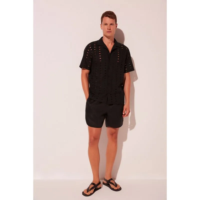 Camisa Manga Curta Flora Luar PRETO/BLACK P/S