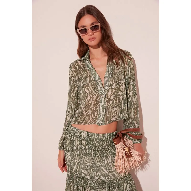 Camisa Manga Longa Labirinto Folhagem VERDE/GREEN GG/XL