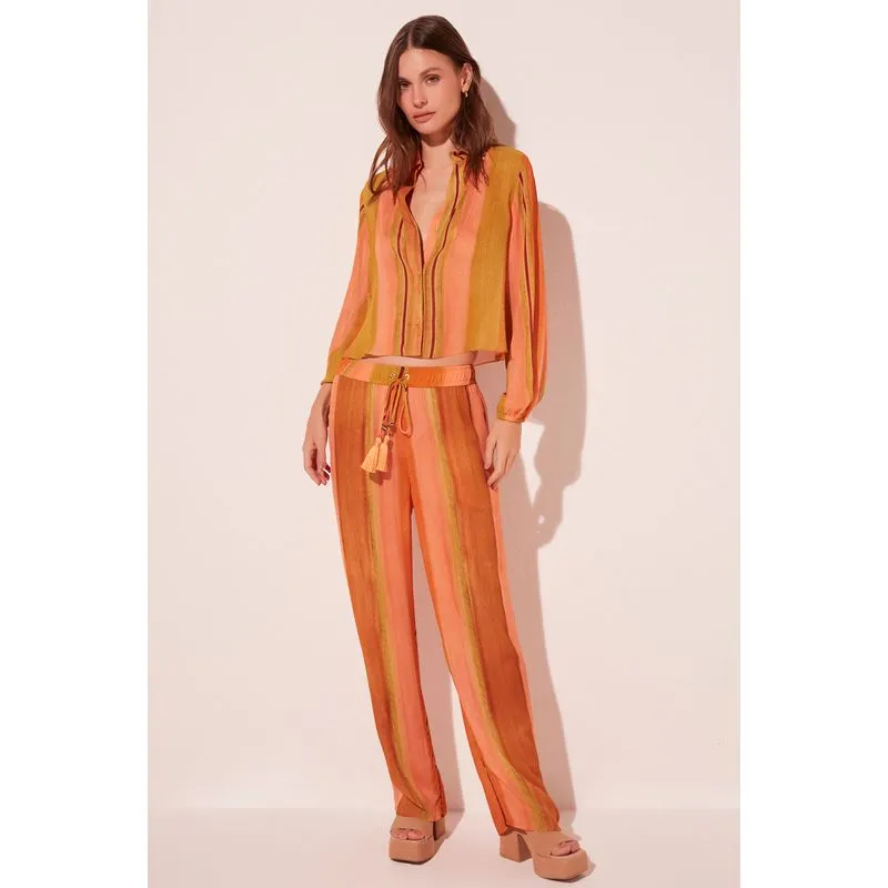 Camisa Manga Longa Listra Pincelada LARANJA/ORANGE P/S