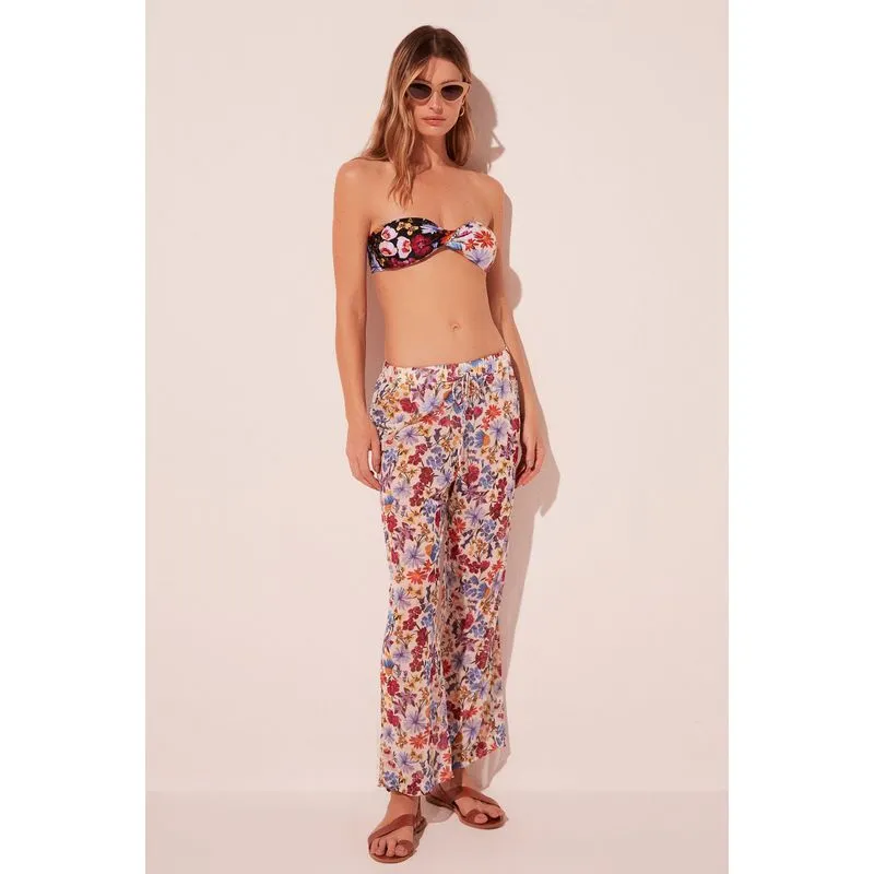 Calça Pantalona Jardim Floral OFF WHITE/OFF WHITE G/L