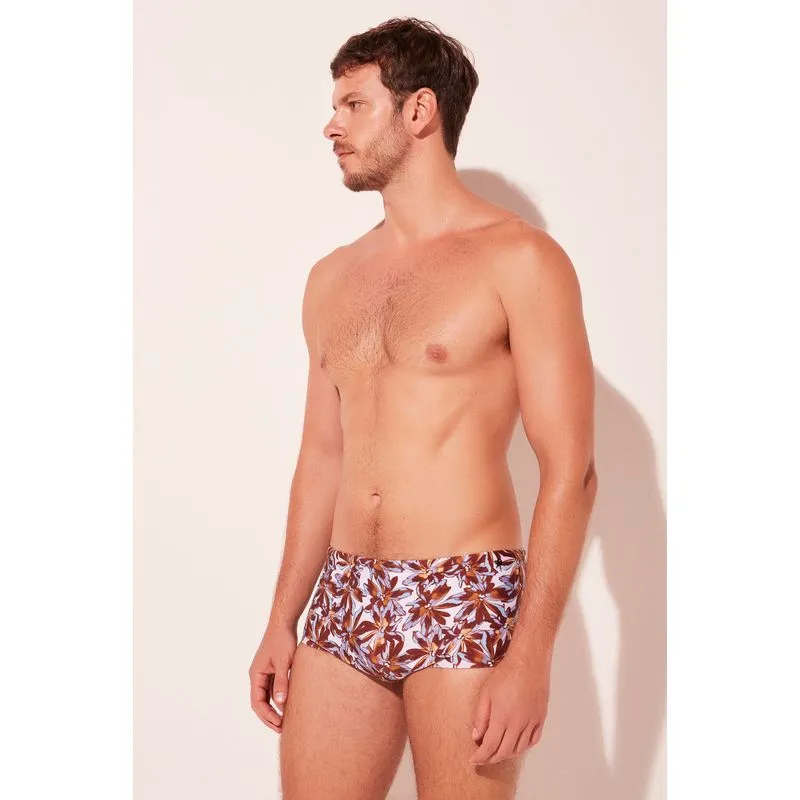 Sunga Larga Floral Neon MARROM/BROWN M/M
