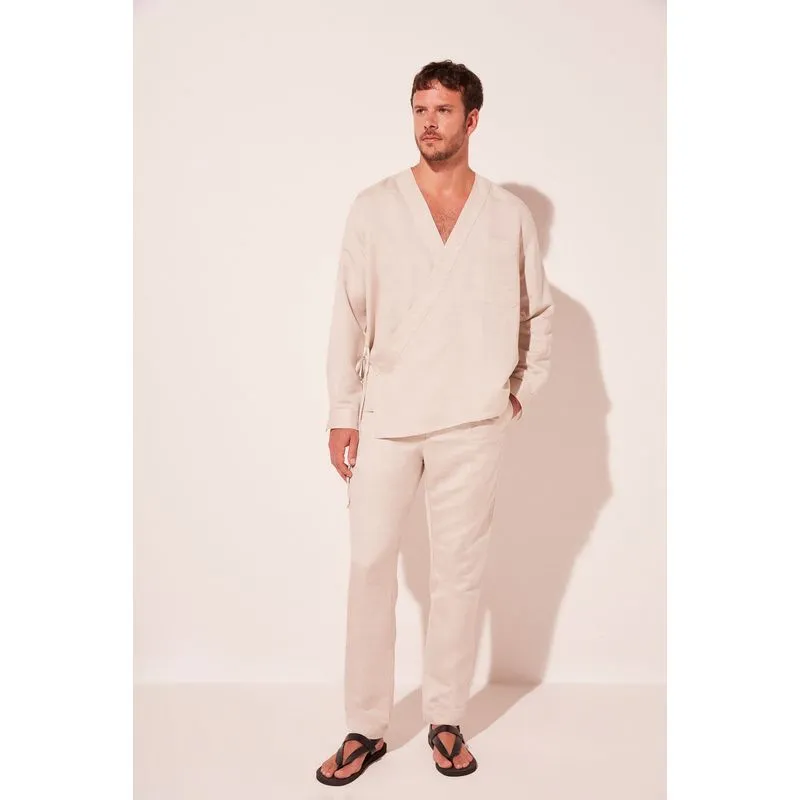 Camisa Manga Longa Balneário BEGE/BEIGE P/S