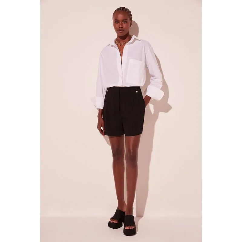 Short Cintura Alta Pétalas Preto PRETO/BLACK 38
