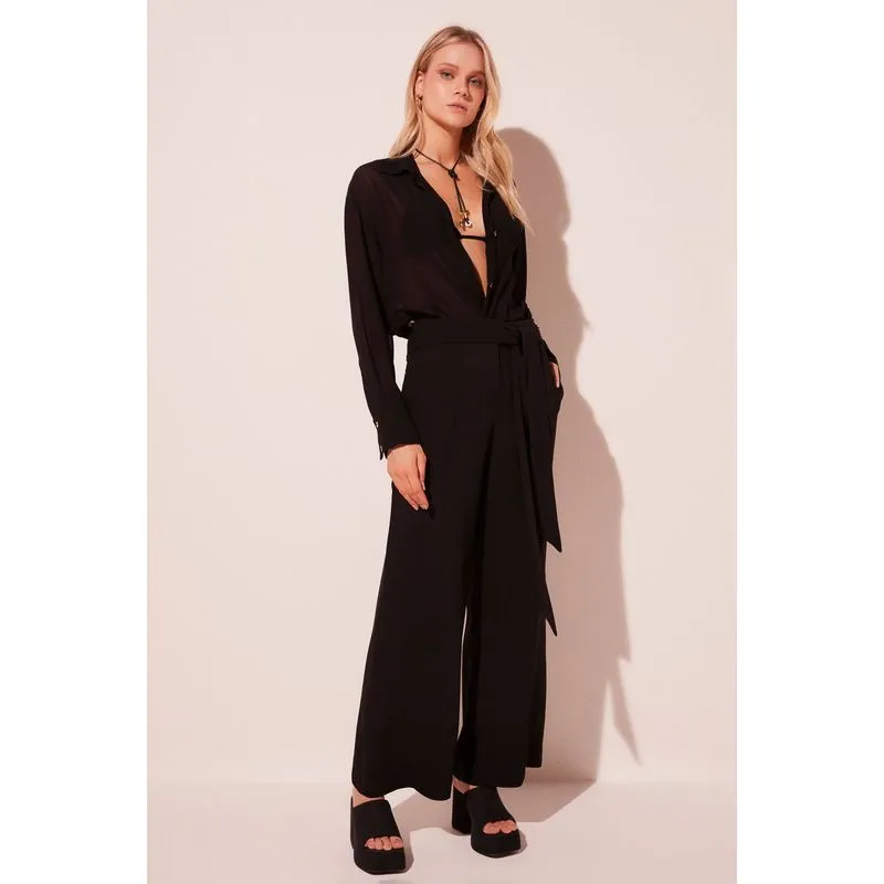 Calca Pantalona Petalas Preto PRETO/BLACK 38