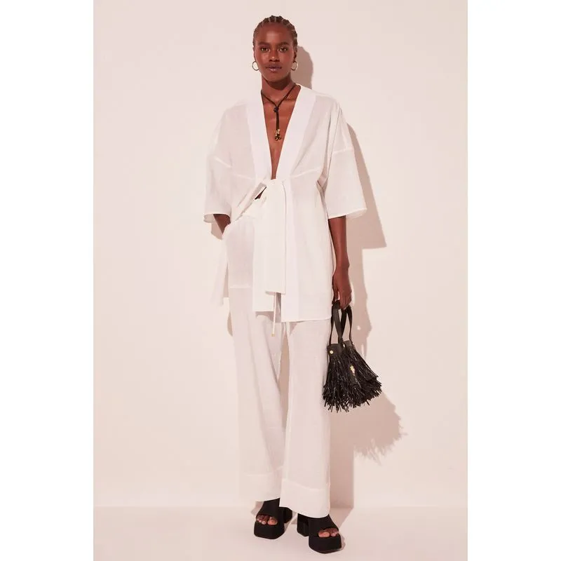 Capa Kimono Curto Pacífico Off White OFF WHITE/OFF WHITE M/M