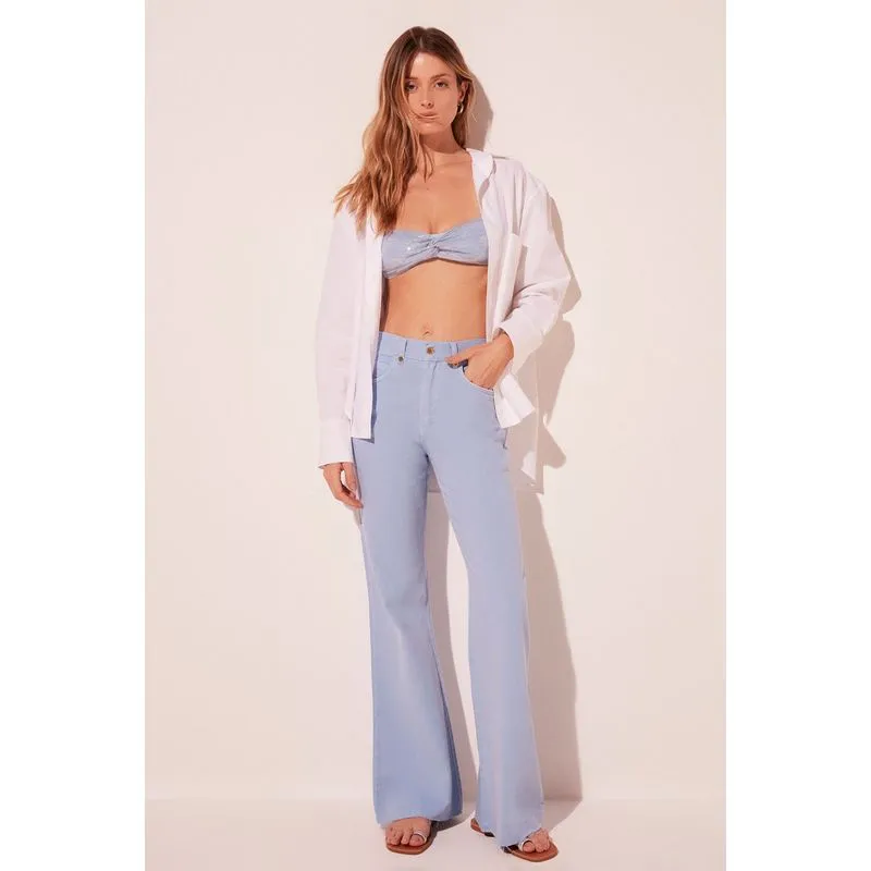 Calca Flare Floral Urbano AZUL/BLUE 46