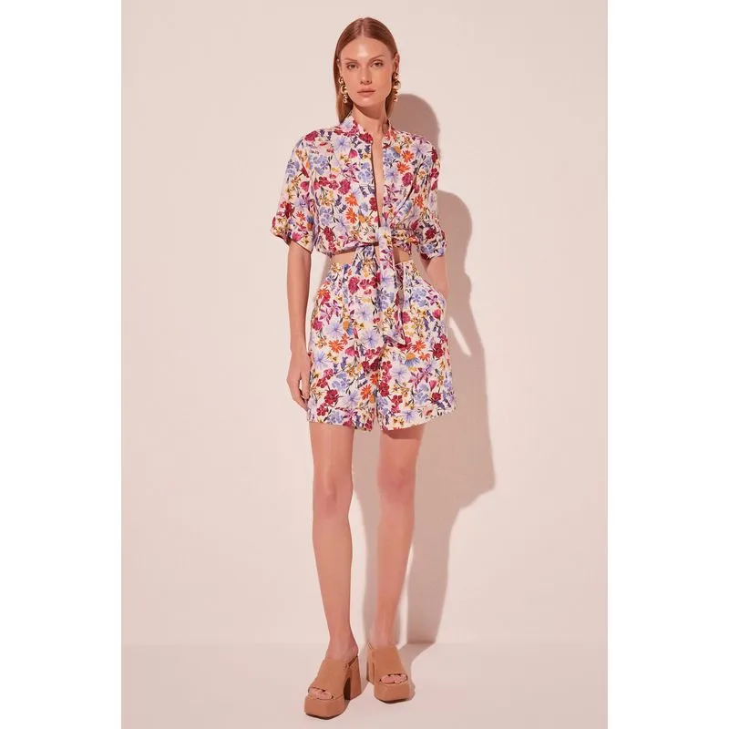 Blusa Cropped Jardim Floral OFF WHITE/OFF WHITE PP/XS