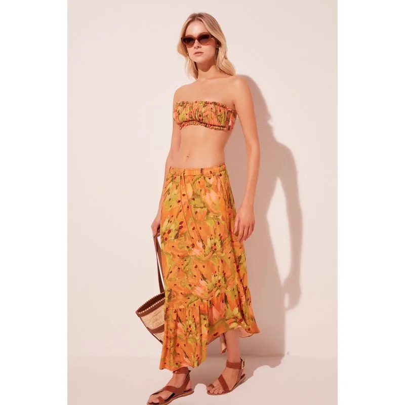 Saia Midi Semente Pincelada LARANJA/ORANGE P/S