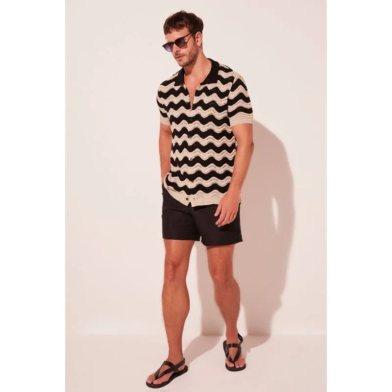 Camisa Manga Curta Trico Noite PRETO/BLACK PP/XS