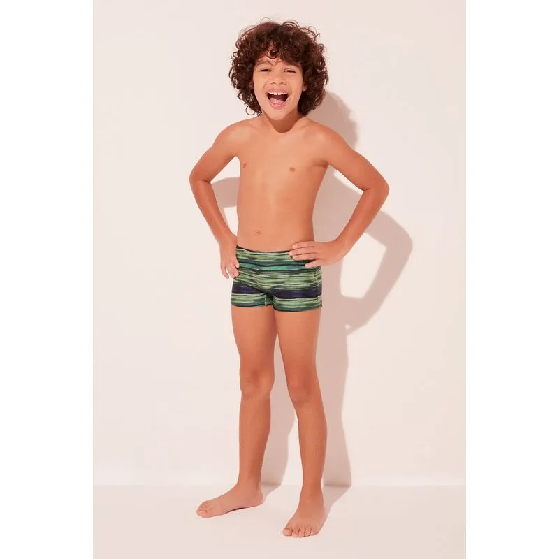 Sunga Infantil Boxer Listrado Cashmere VERDE/GREEN 10 A 11