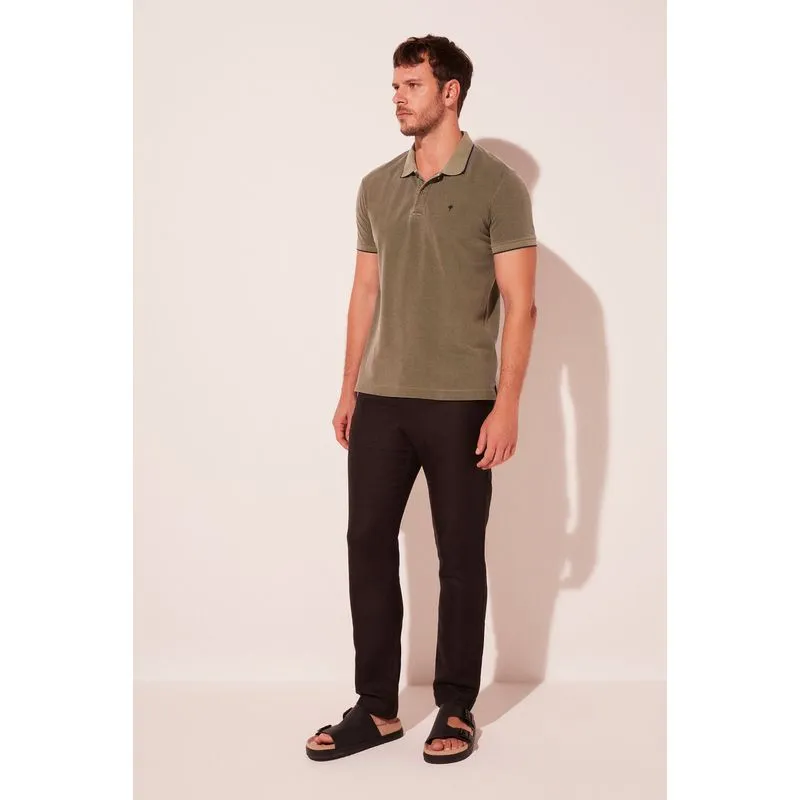 Calça Reta Folhagem Noite PRETO/BLACK 40