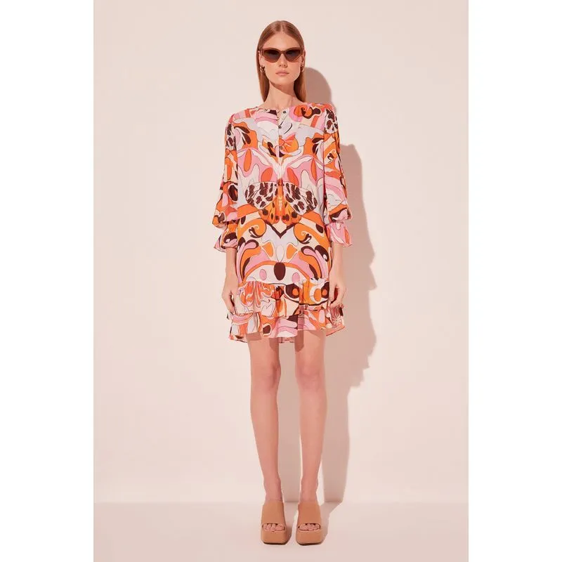 Vestido Curto Borboletas Abstratas LARANJA/ORANGE M/M