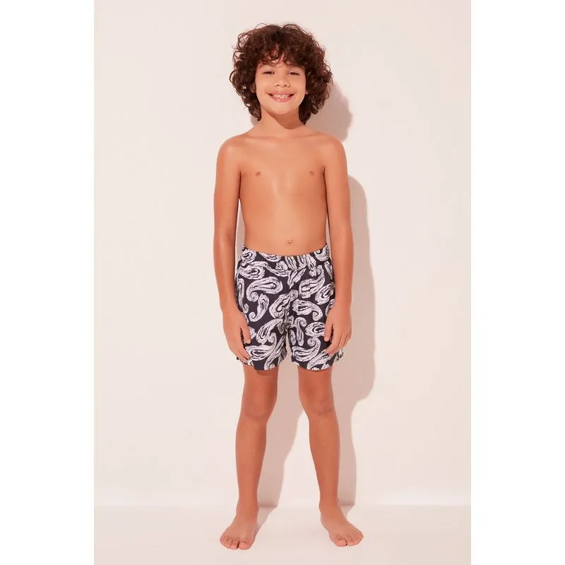 Short Infantil Praia Cashmere PRETO/BLACK 6 A 7
