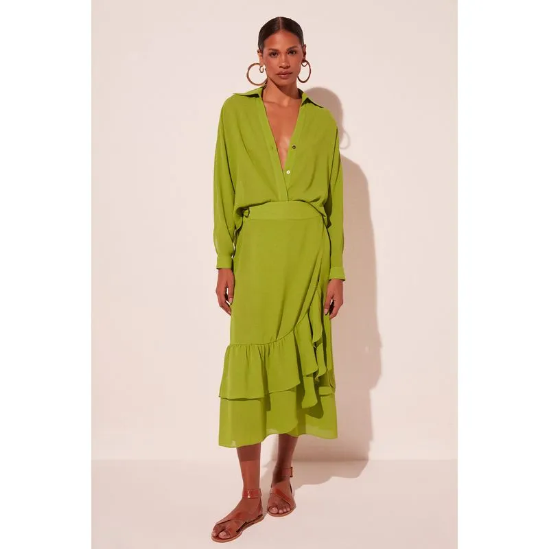 Saia Midi Relva Folhagem VERDE/GREEN P/S