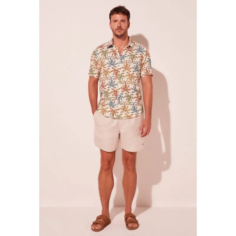 Camisa Manga Curta Coqueiro BEGE/BEIGE M/M