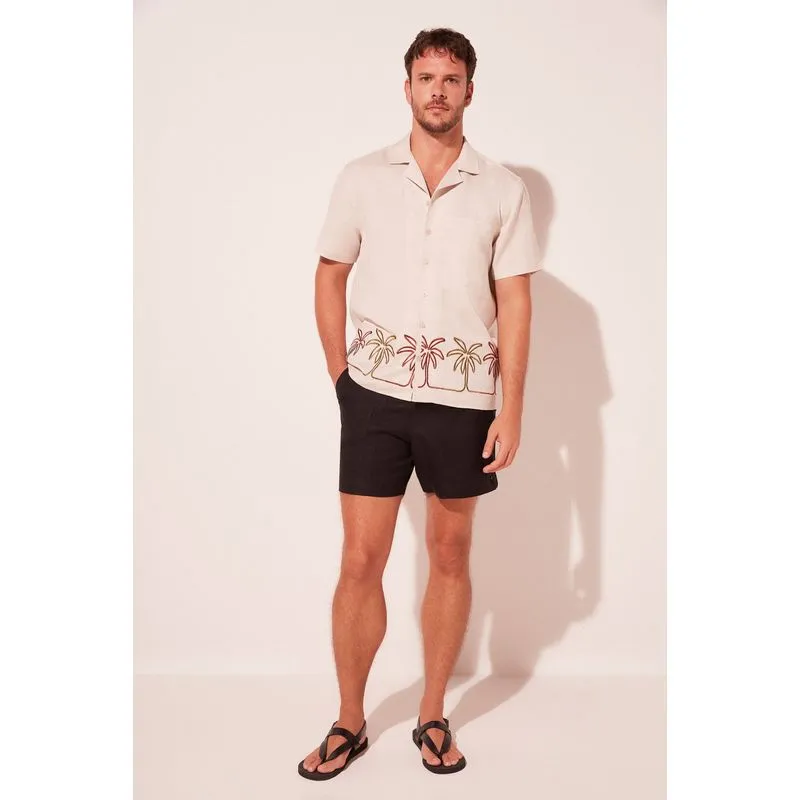 Camisa Manga Curta Coqueiro Zig Zag BEGE/BEIGE G/L