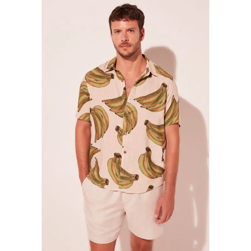 Camisa Manga Curta Bananas BEGE/BEIGE G/L