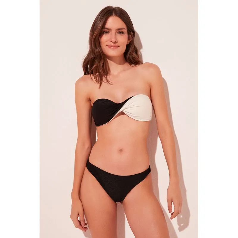 Biquini Calcinha Lateral Fina Textura PRETO/BLACK GG/XL